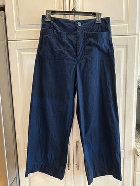 Anthropologie MAEVE THE COLETTE PANT Navy Wide-Leg Chino Pants full length